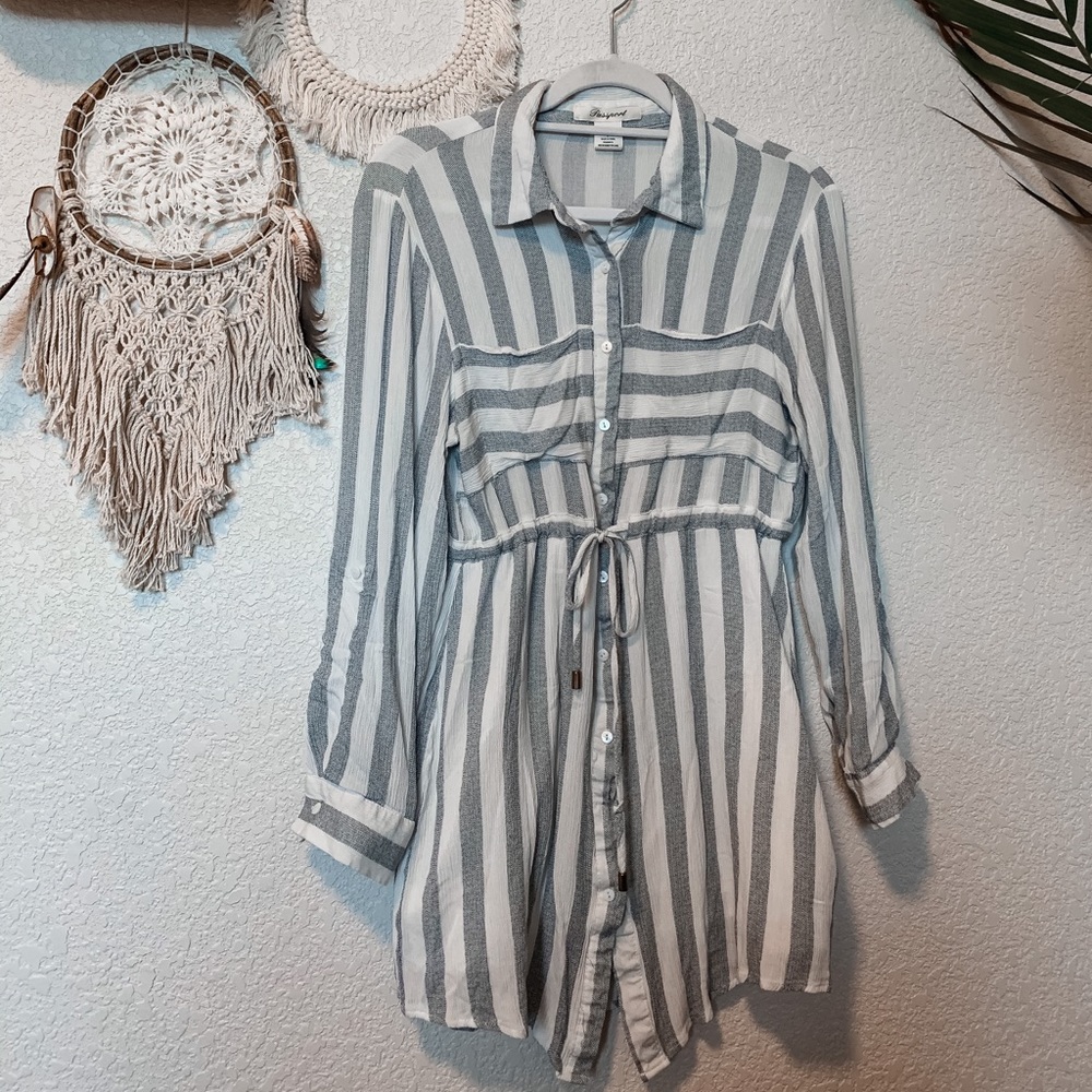Blue and White Striped Dress/Shirt